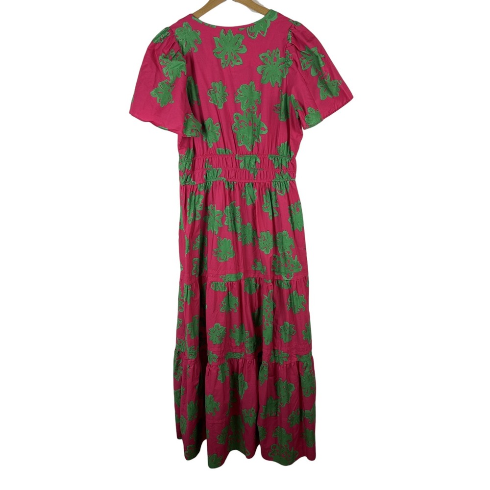 Anthropologie Pink Maxi Dress with Green Floral Print - Picture 6 of 12